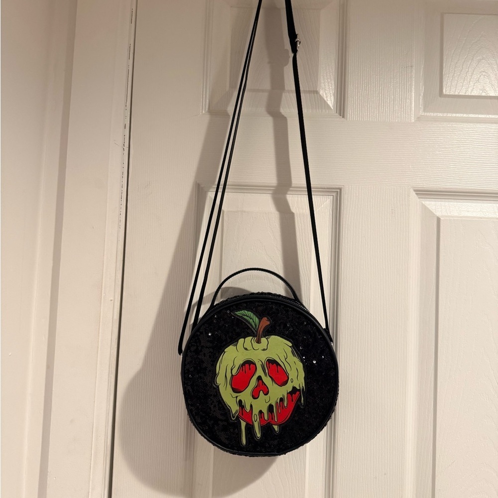 Black Sequin Disney Poison Apple Crossbody Bag